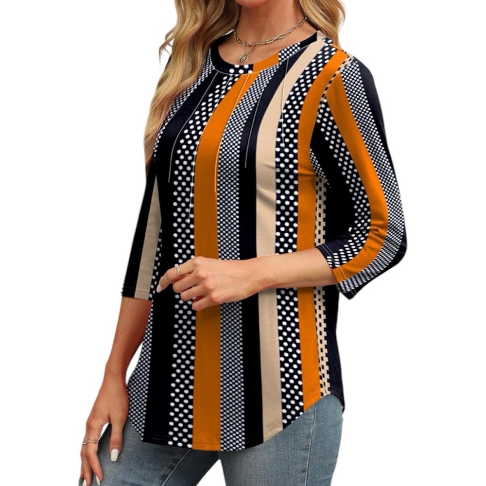 XIEERDUO 3/4 Sleeve Round Neck Tee